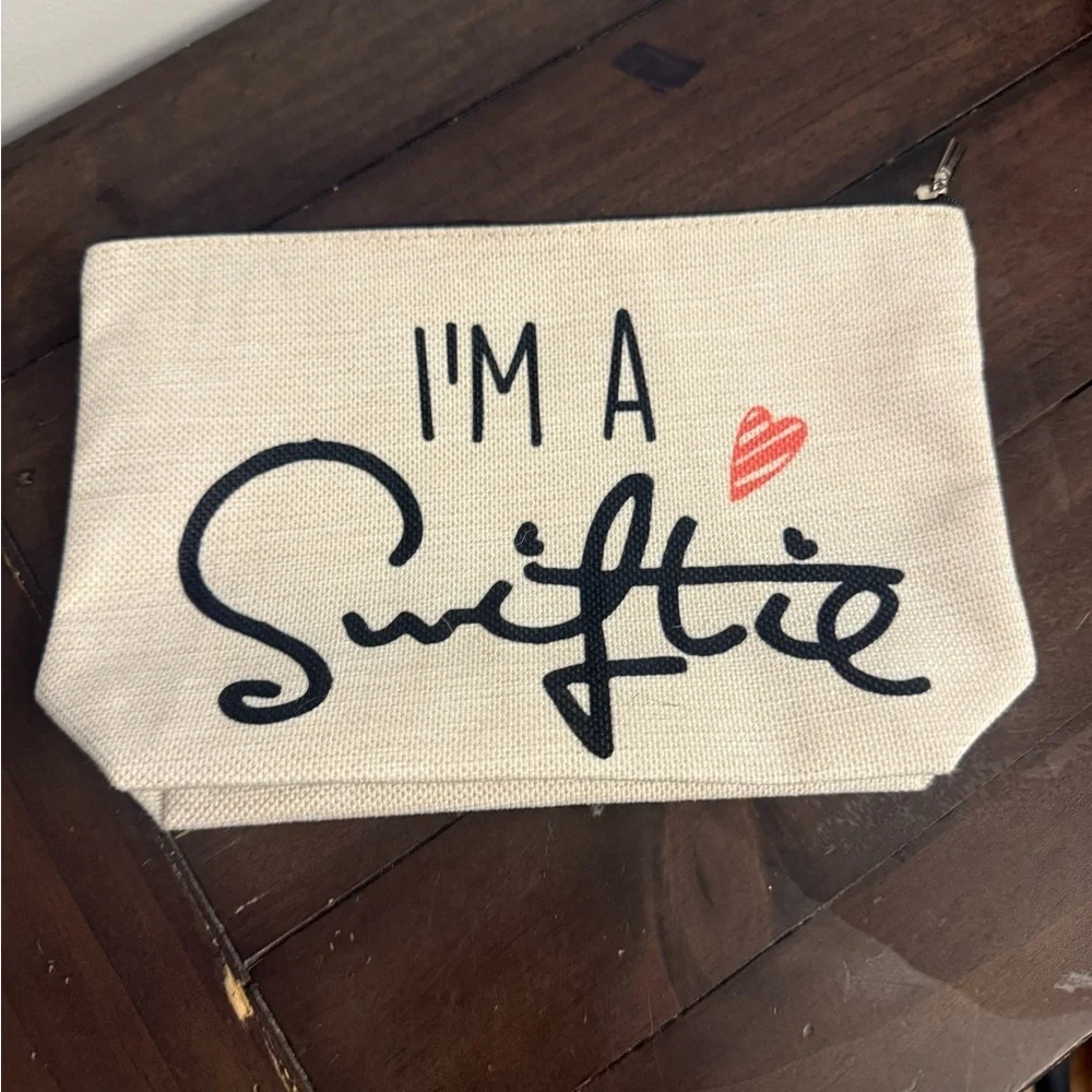 Taylor Swift Cream and Black Canvas Pouch